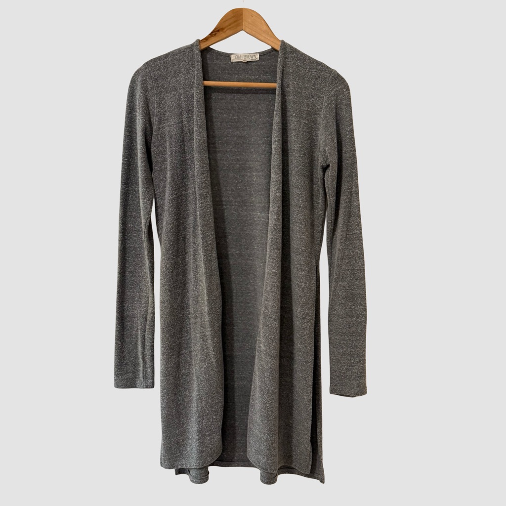 Joah Brown Gray Long Sleeve Open Front Long Cardigan S/M